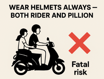 National Emergency - Pillion - Not wearing helmet is risky